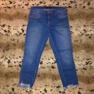 Zara blue frayed jeans